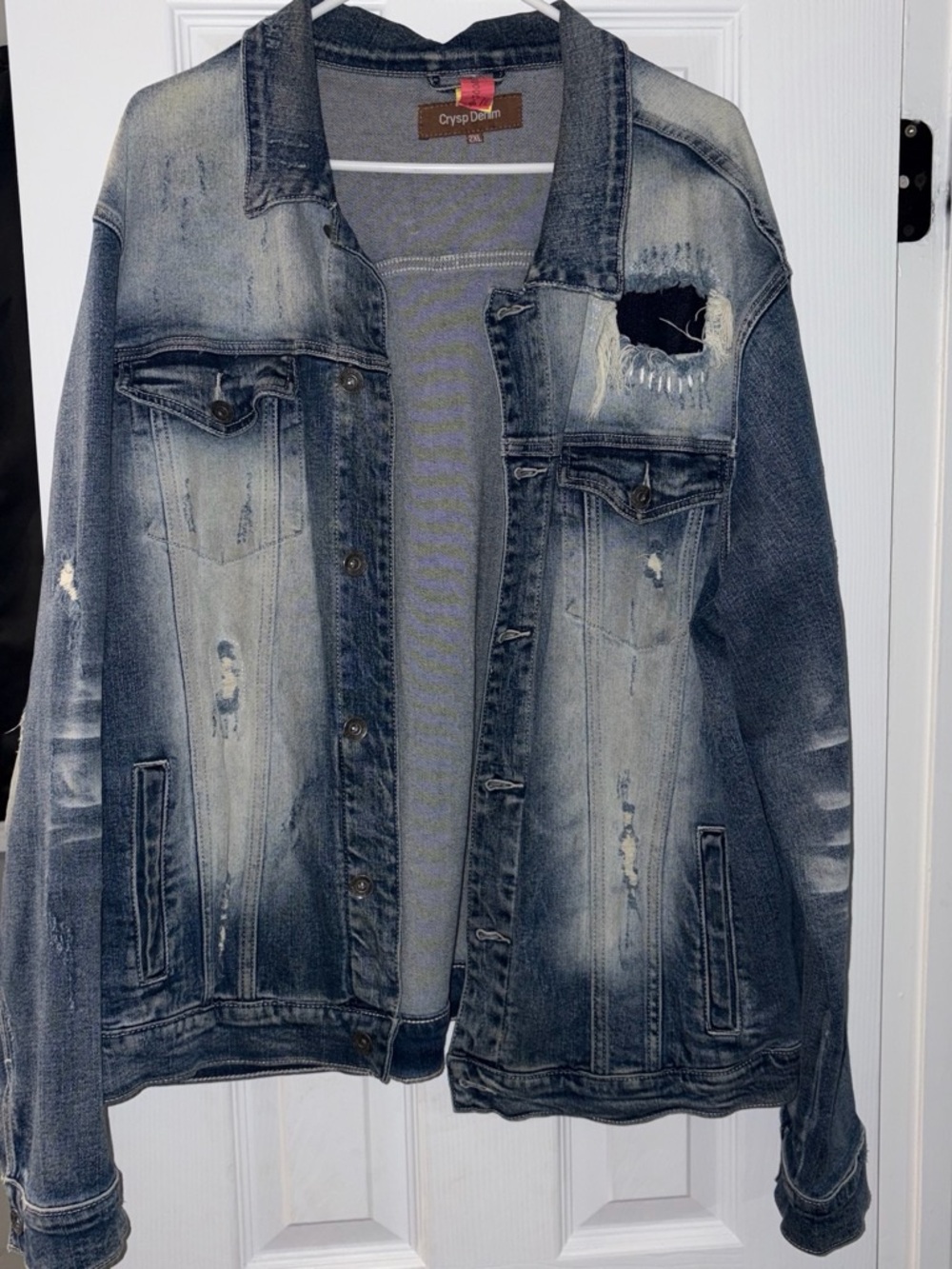 Crys Denim Distressed Blue Men’s Denim Jacket